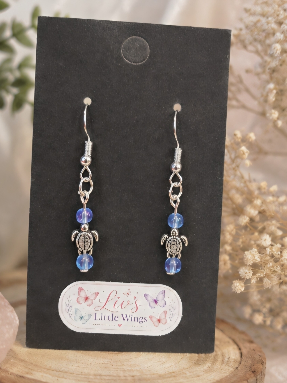 Blue Turtle Drop Earrings